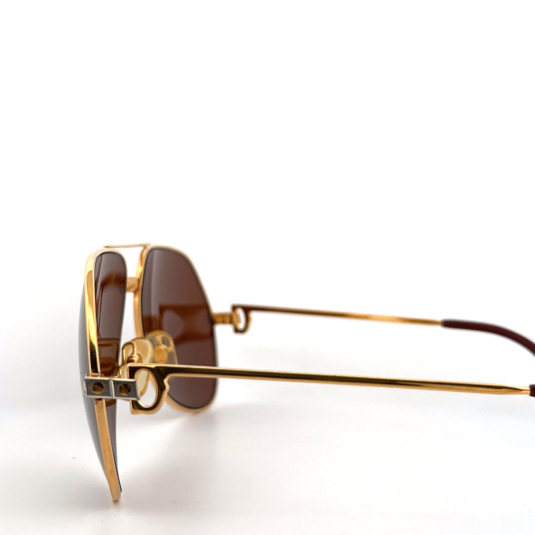 Vintage 80s Cartier Aviatior Sunglasses Vendome Santos Size Medium Made in France