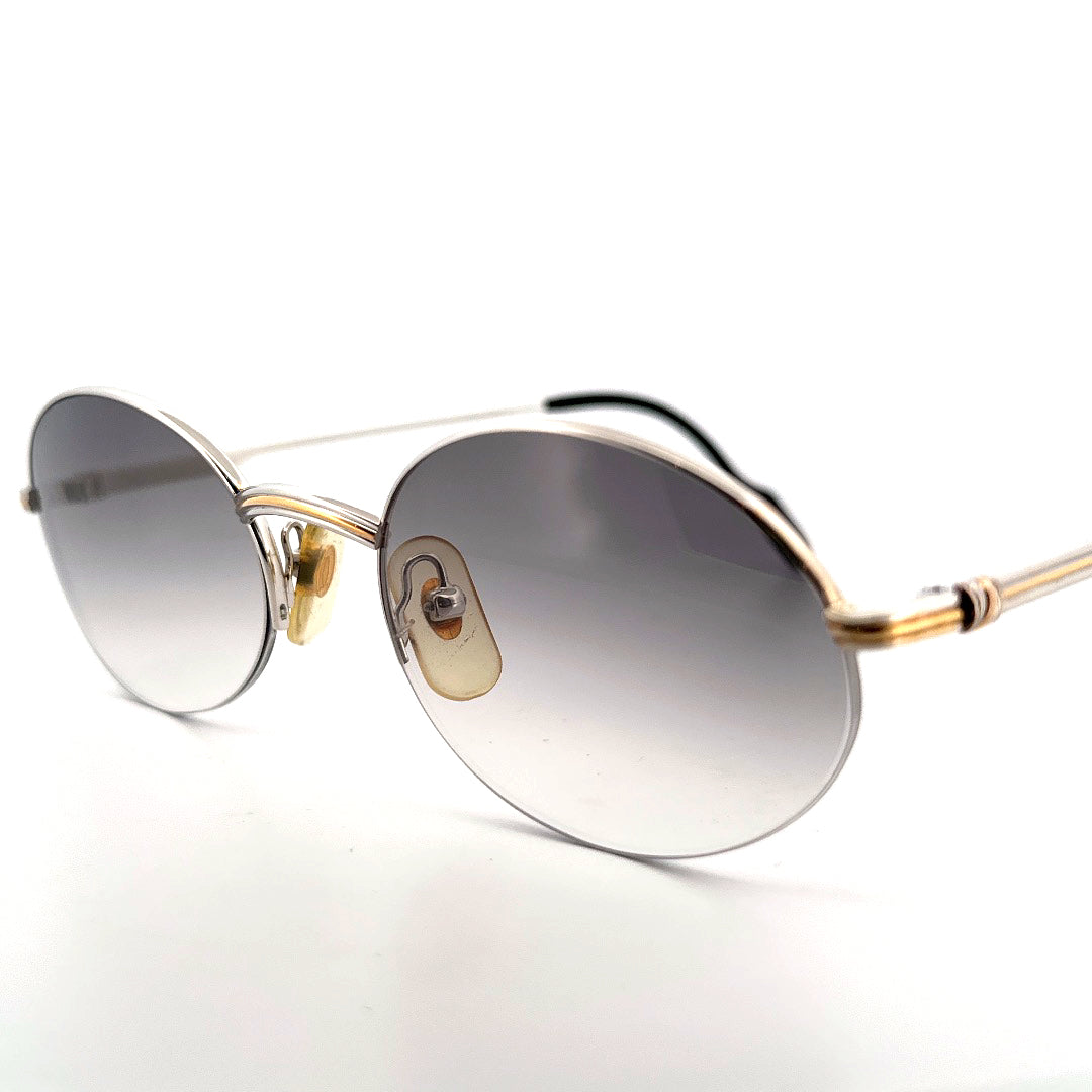Vintage 90s Cartier Manhattan Semi Rimless Oval Sunglasses Size Medium Made in France