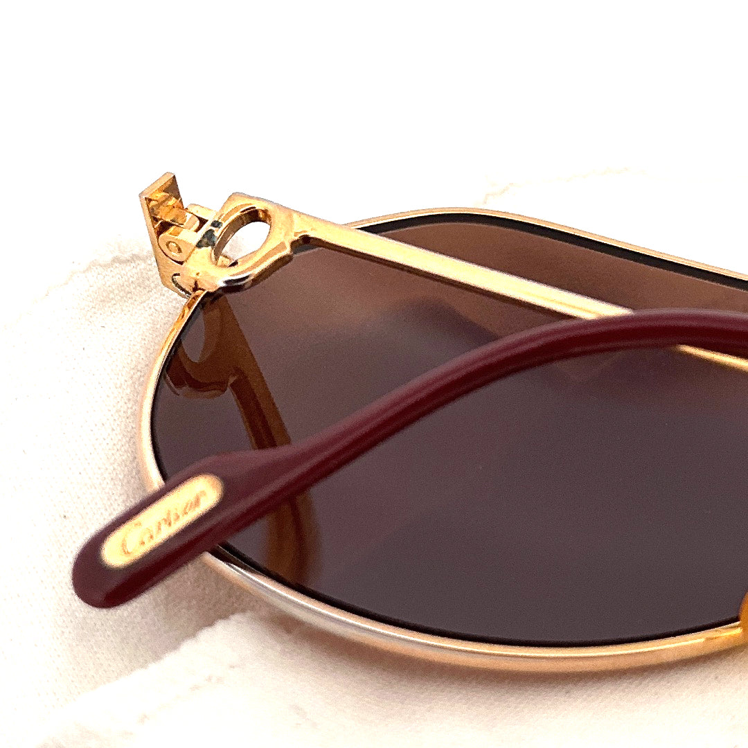Vintage 80s Cartier Aviator Sunglasses Vendome Santos - Medium - Made in France