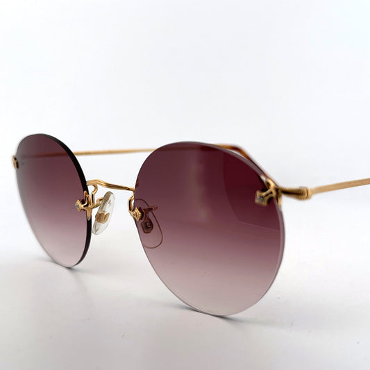 Vintage Savile Row Rimless 14KT Rolled Gold Sunglasses - Medium - Made in England