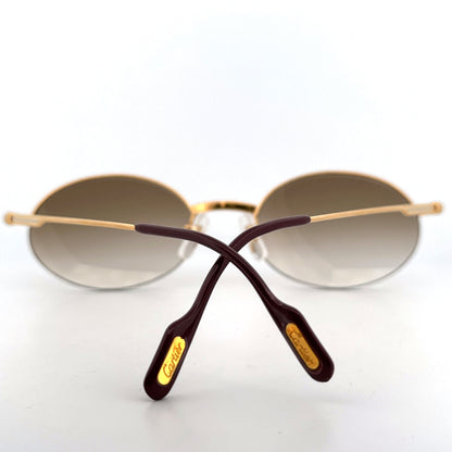 Vintage 90s Cartier Manhattan Semi Rimless Oval Sunglasses - Small/Medium - Made in France