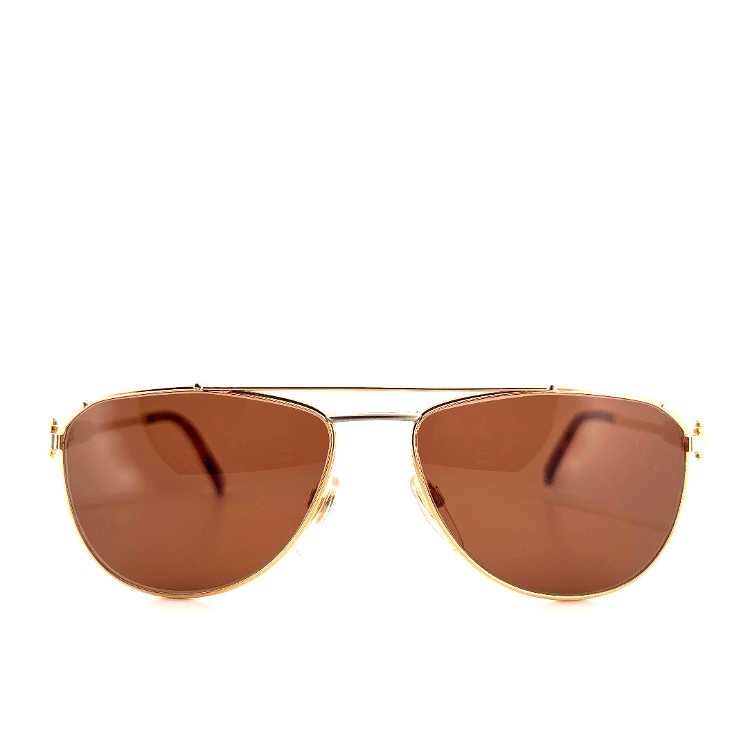 Vintage 90s Gerald Genta Aviator Sunglasses Gold and Gold 03 Made in Italy