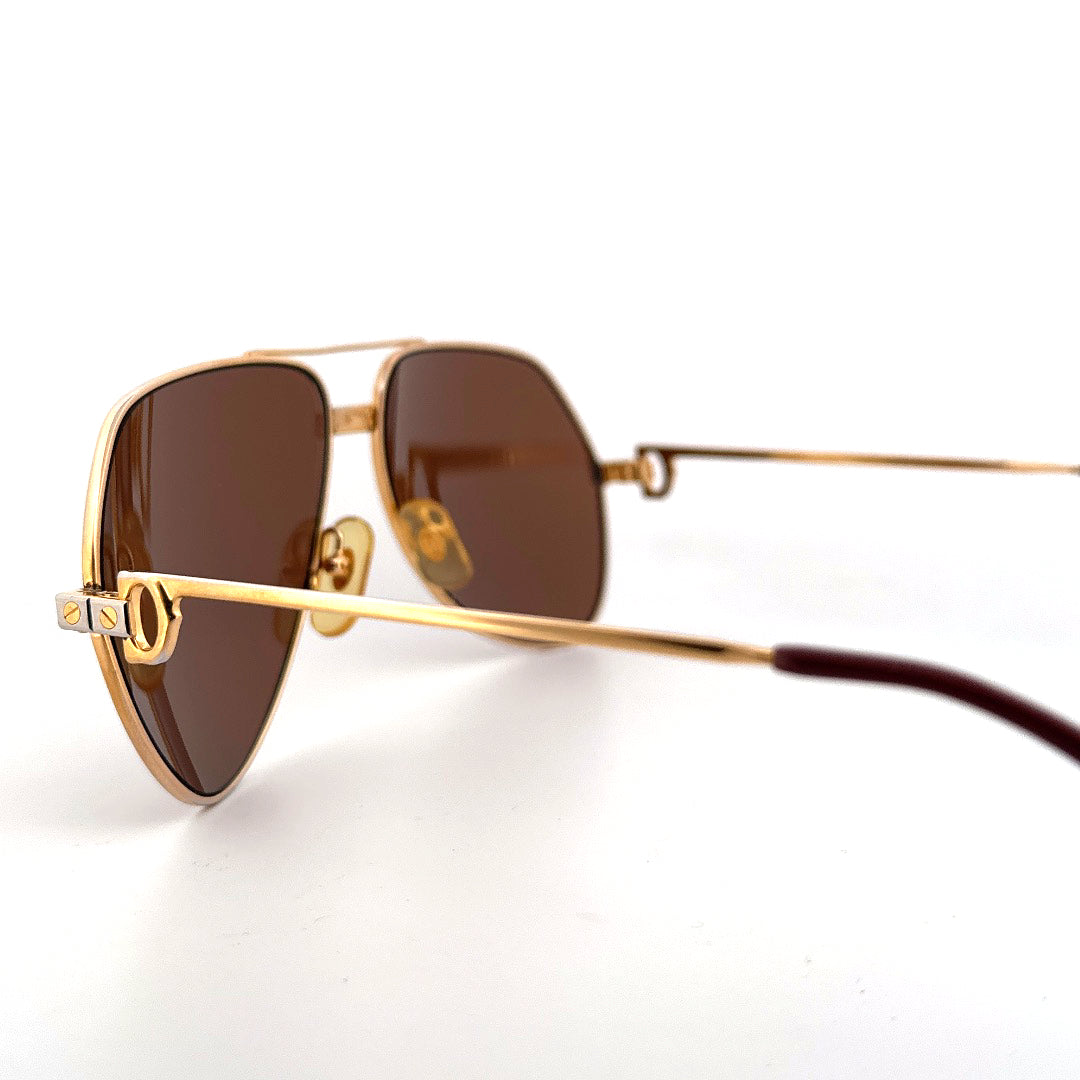 Vintage 80s Cartier Aviator Sunglasses Vendome Santos - Medium - Made in France