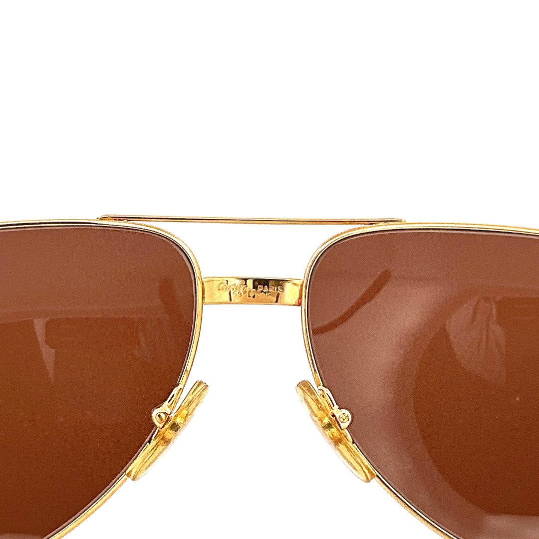 Vintage 80s Cartier Aviatior Sunglasses Vendome Santos Size Medium Made in France