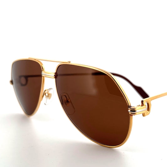 Vintage 80s Cartier Aviator Sunglasses Vendome Louis - Small/Medium - Made in France