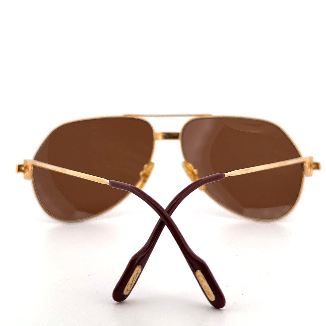 Vintage 80s Cartier Aviator Sunglasses Vendome Santos - Medium - Made in France