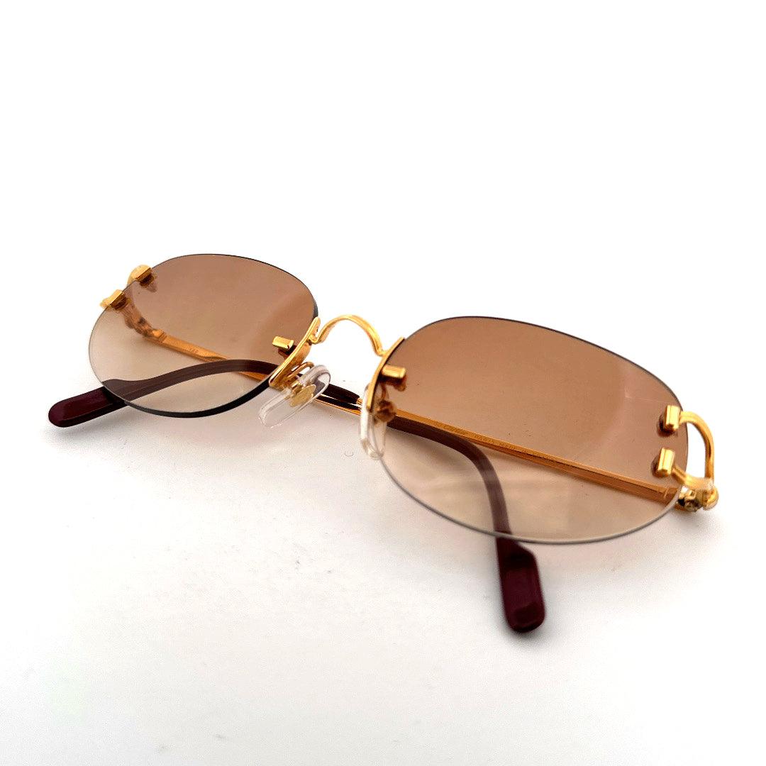 Vintage 90s Cartier Portofino Rimless Sunglasses - Small/Medium - Made in France