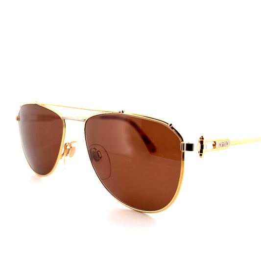 Vintage 90s Gerald Genta Aviator Sunglasses Gold and Gold 03 Made in Italy