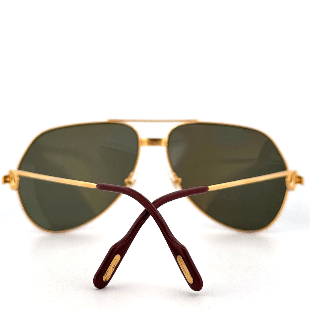 Vintage 80s Cartier Vendome Santos Aviatior Sunglasses Size Medium Made in France