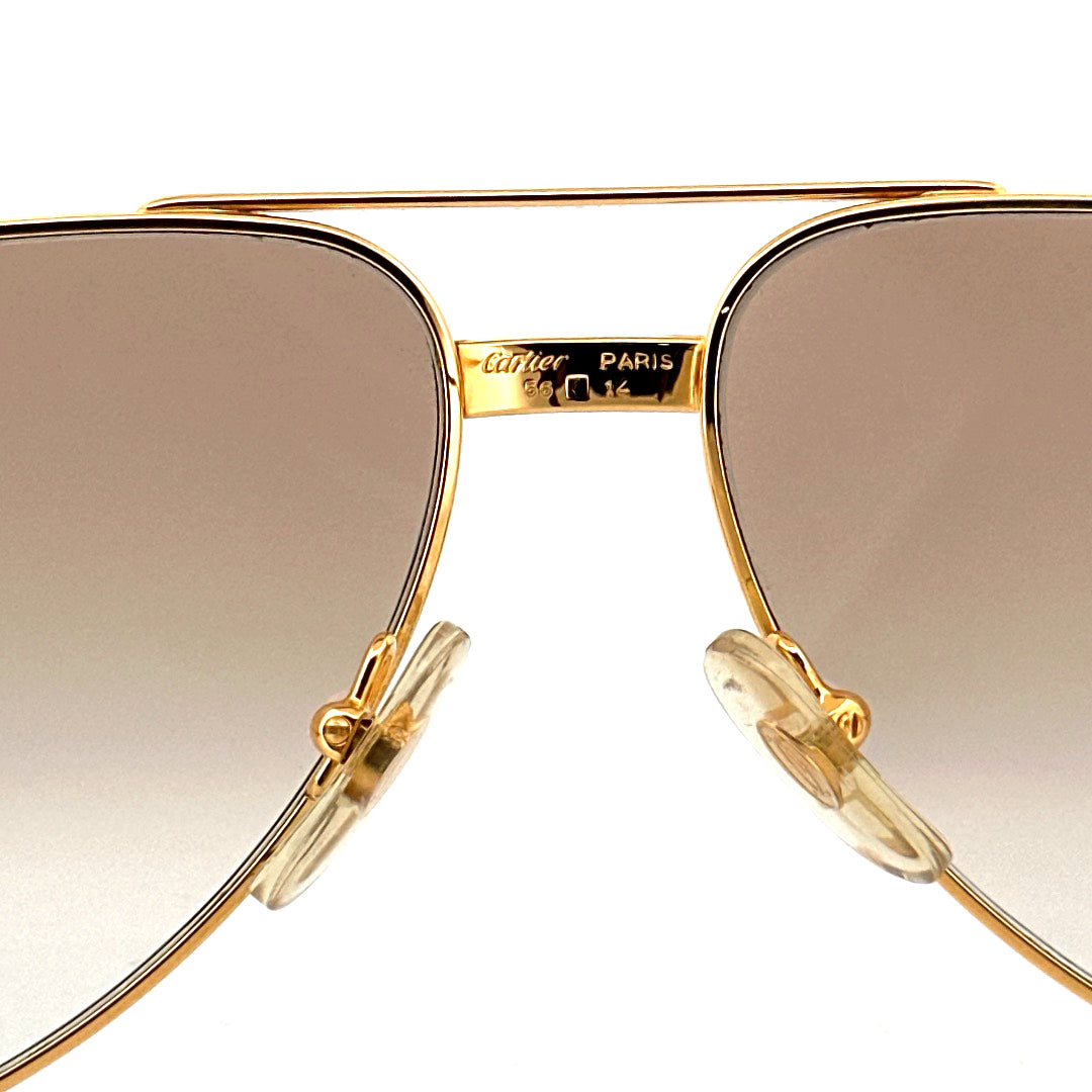 Vintage 80s Cartier Aviator Sunglasses Vendome Santos - Small/Medium - Made in France