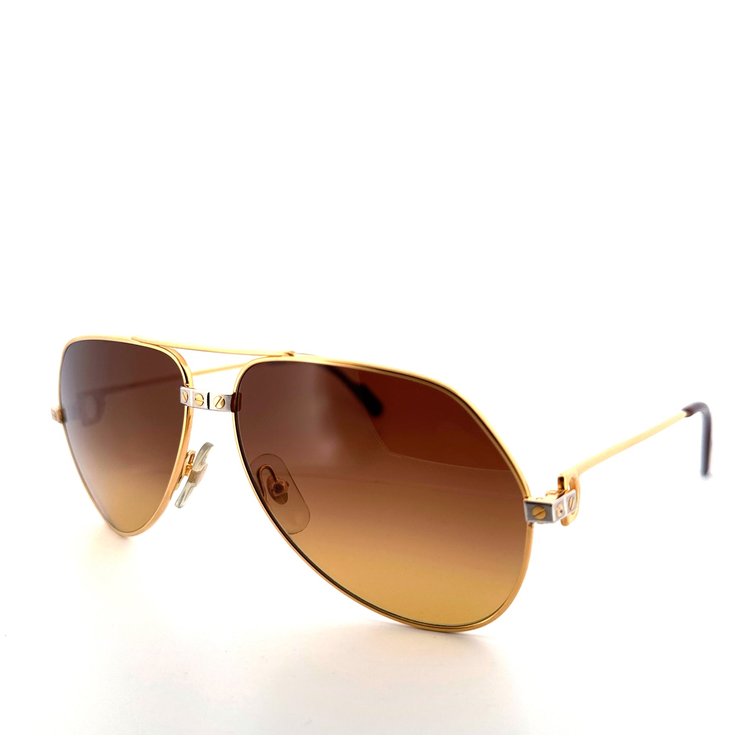 Vintage 80s Cartier Aviator Sunglasses Vendome Santos - Medium/Large - Made in France