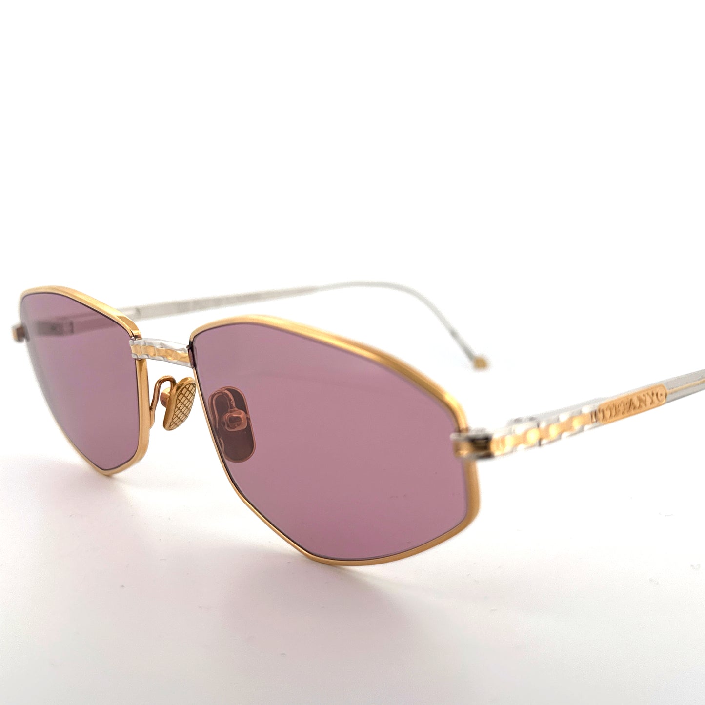 Vintage 90s Tiffany Sunglasses Platinum Frames - Medium - Made in Italy