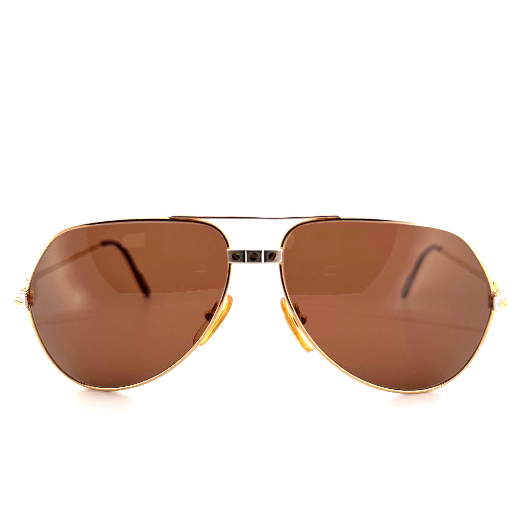 Vintage 80s Cartier Aviator Sunglasses Vendome Santos - Medium - Made in France