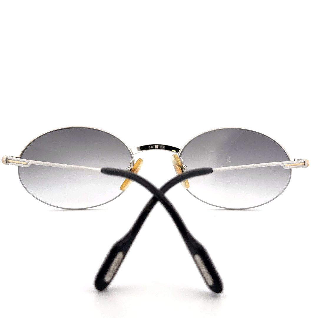 Vintage 90s Cartier Manhattan Semi Rimless Oval Sunglasses Size Medium Made in France