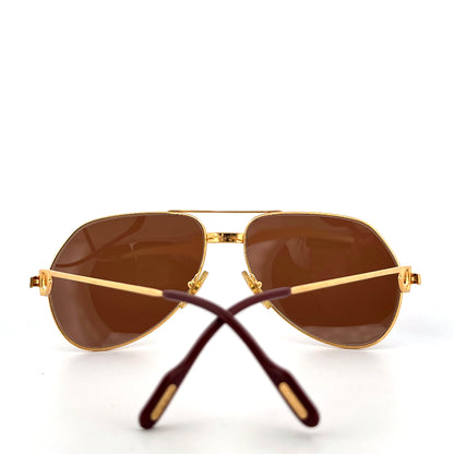 Vintage 80s Cartier Aviatior Sunglasses Vendome Santos Size Medium Made in France