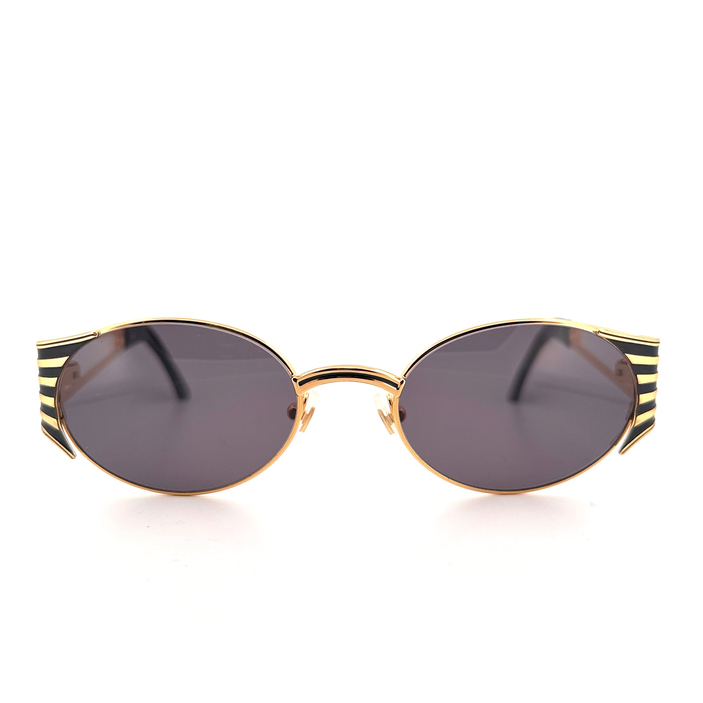 Vintage 90s Fendi FS 300 Oval Sunglasses Black & Gold - Medium - Made in Italy
