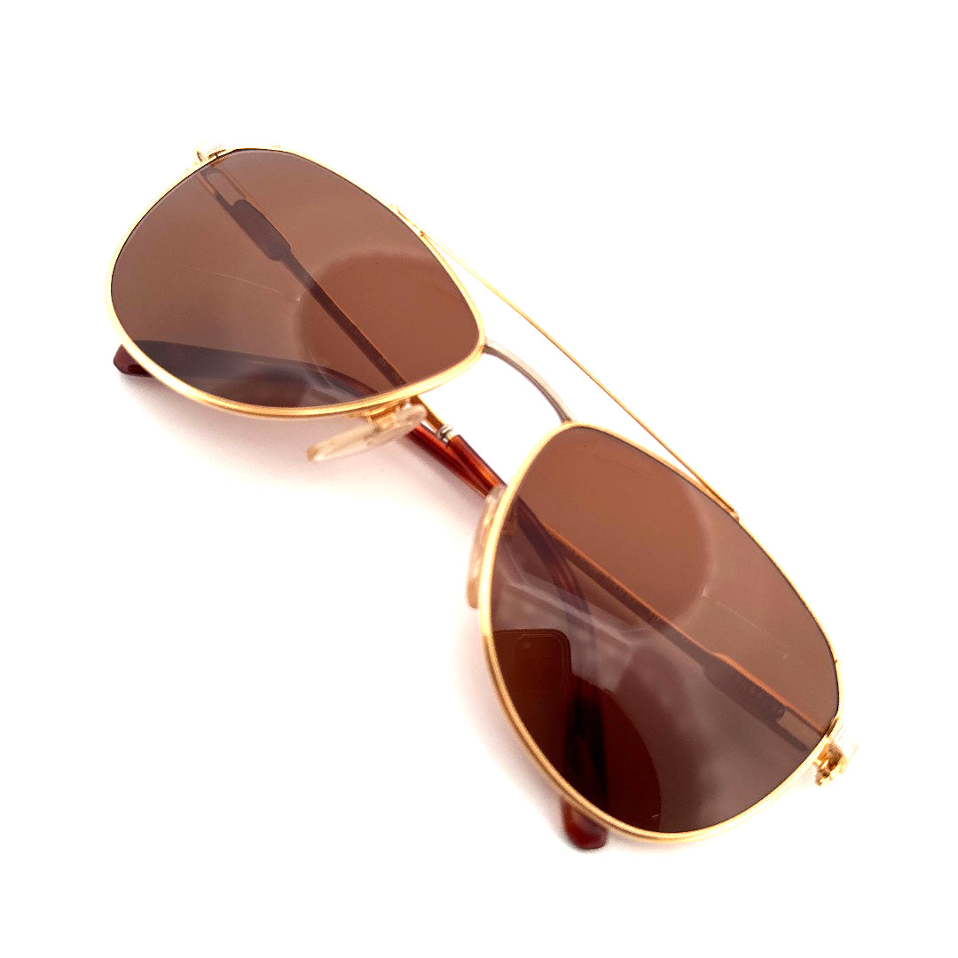 Vintage 90s Gerald Genta Aviator Sunglasses Gold and Gold 03 Made in Italy