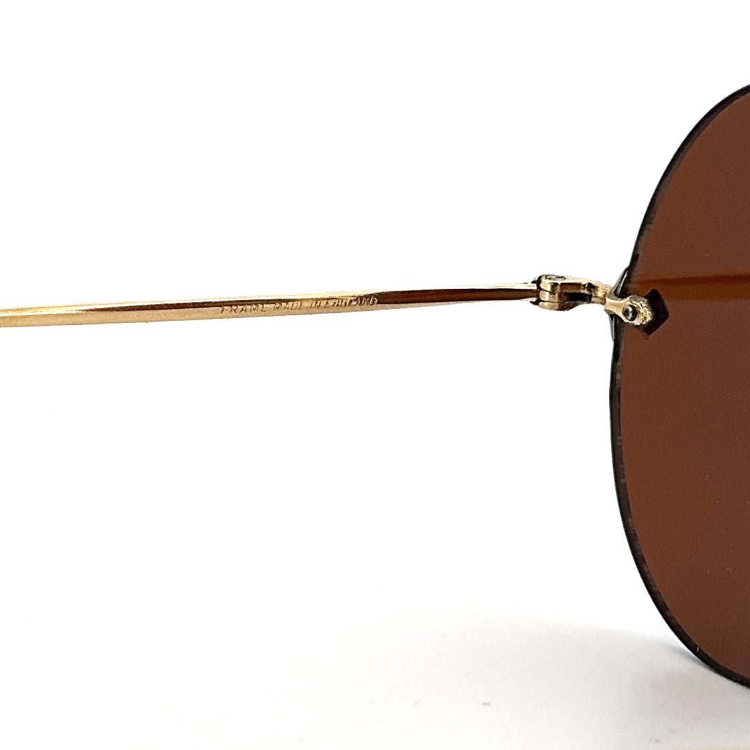 Vintage Algha 12KT Gold Filled Rimless Sunglasses Round - Small - Made in England
