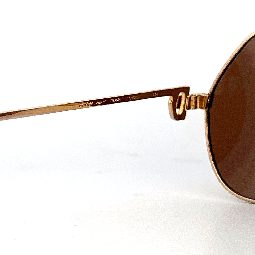 Vintage 80s Cartier Aviator Sunglasses Vendome Santos - Medium - Made in France