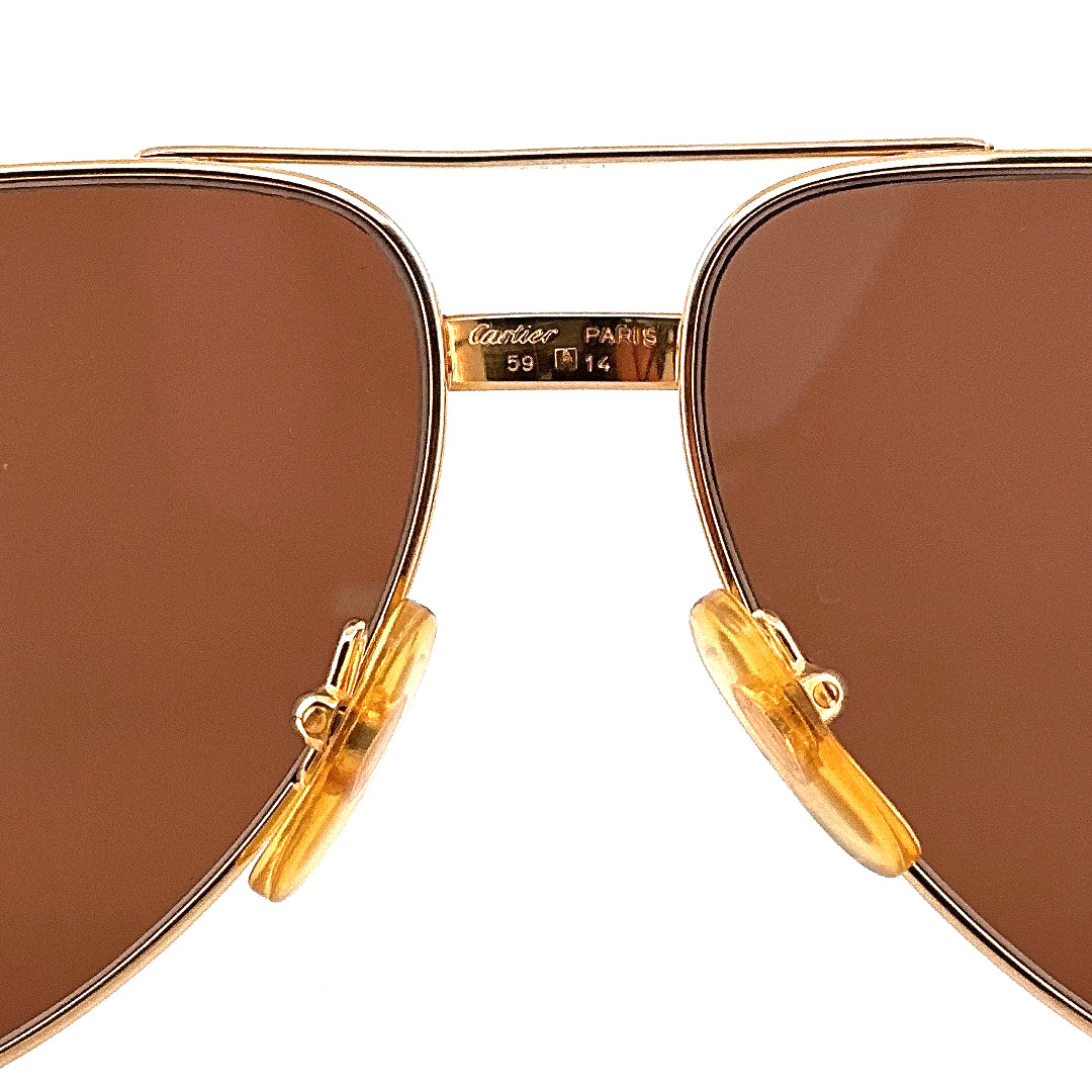 Vintage 80s Cartier Aviator Sunglasses Vendome Santos - Medium - Made in France