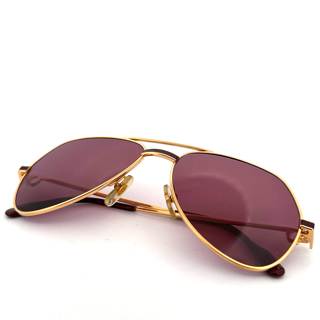 Vintage 1983© Cartier Vendome Sunglasses Red Lacquer Aviator - Medium - Made in France