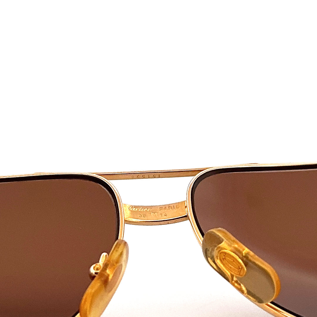 Vintage 80s Cartier Aviator Sunglasses Vendome Santos - Medium - Made in France
