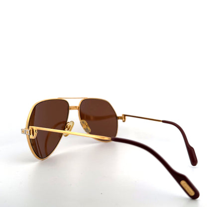 Vintage 80s Cartier Aviatior Sunglasses Vendome Santos Size Medium Made in France