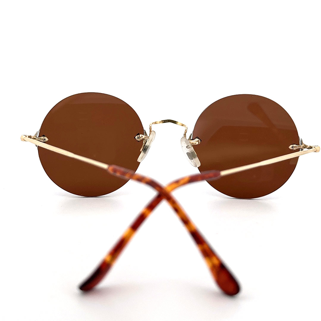 Vintage Algha 12KT Gold Filled Rimless Sunglasses Round - Small - Made in England