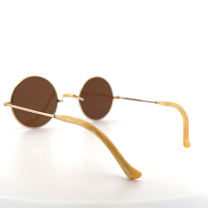 Vintage 30s Round Gold Filled Sunglasses Saddle Bridge Size Small