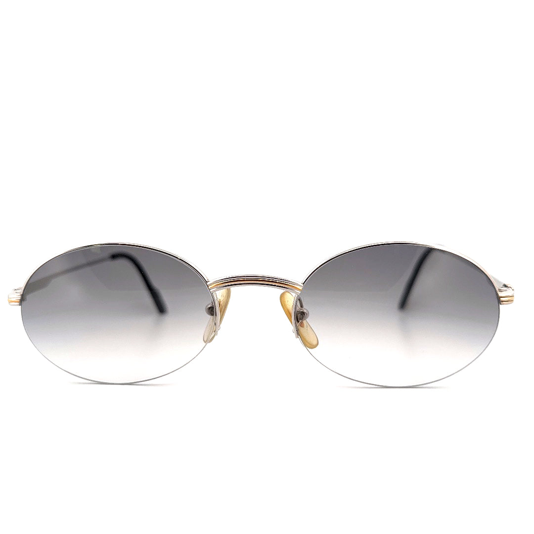 Vintage 90s Cartier Manhattan Semi Rimless Oval Sunglasses Size Medium Made in France