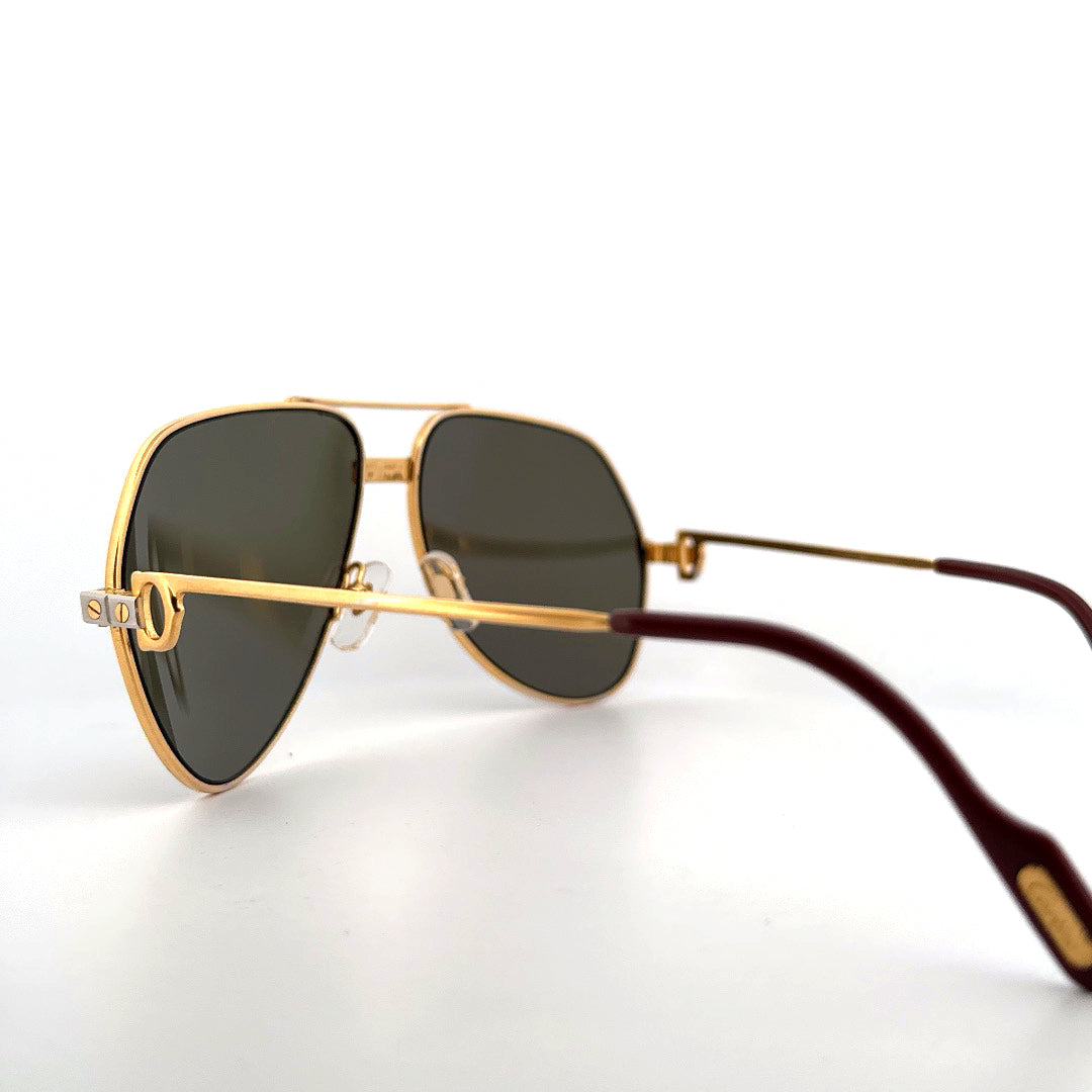 Vintage 80s Cartier Vendome Santos Aviatior Sunglasses Size Medium Made in France