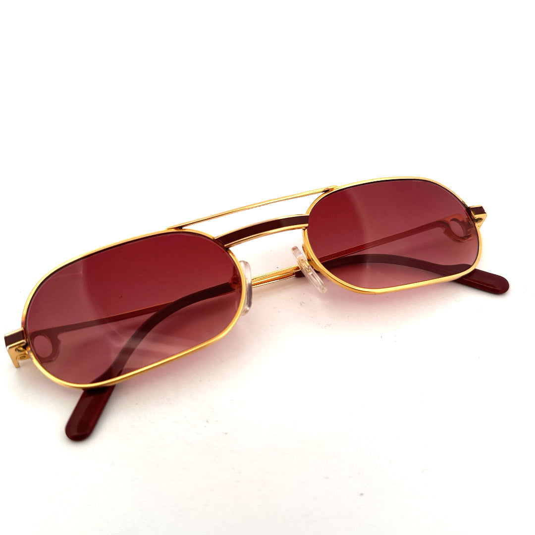 Vintage 80s Cartier Must Red Lacquer Sunglasses - Medium - Made in France
