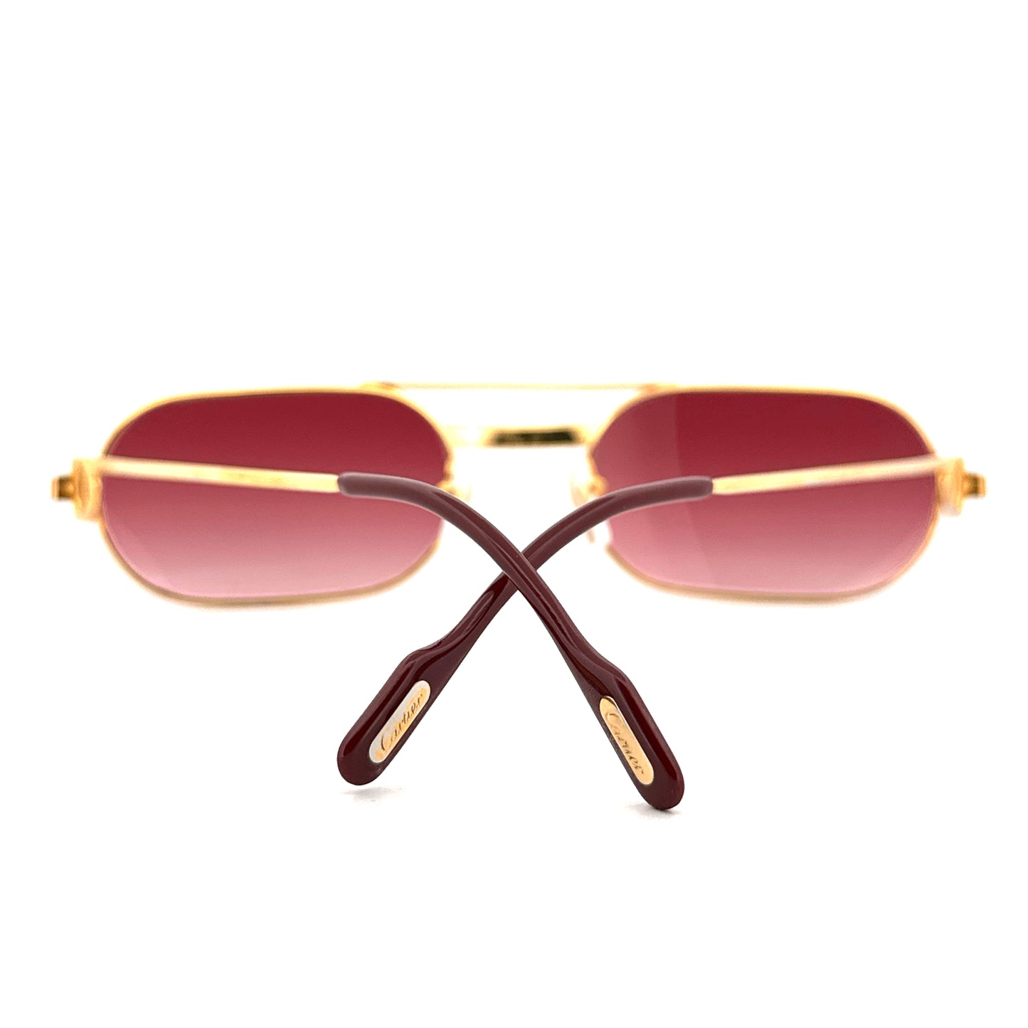 Vintage 80s Cartier Must Red Lacquer Sunglasses - Medium - Made in France