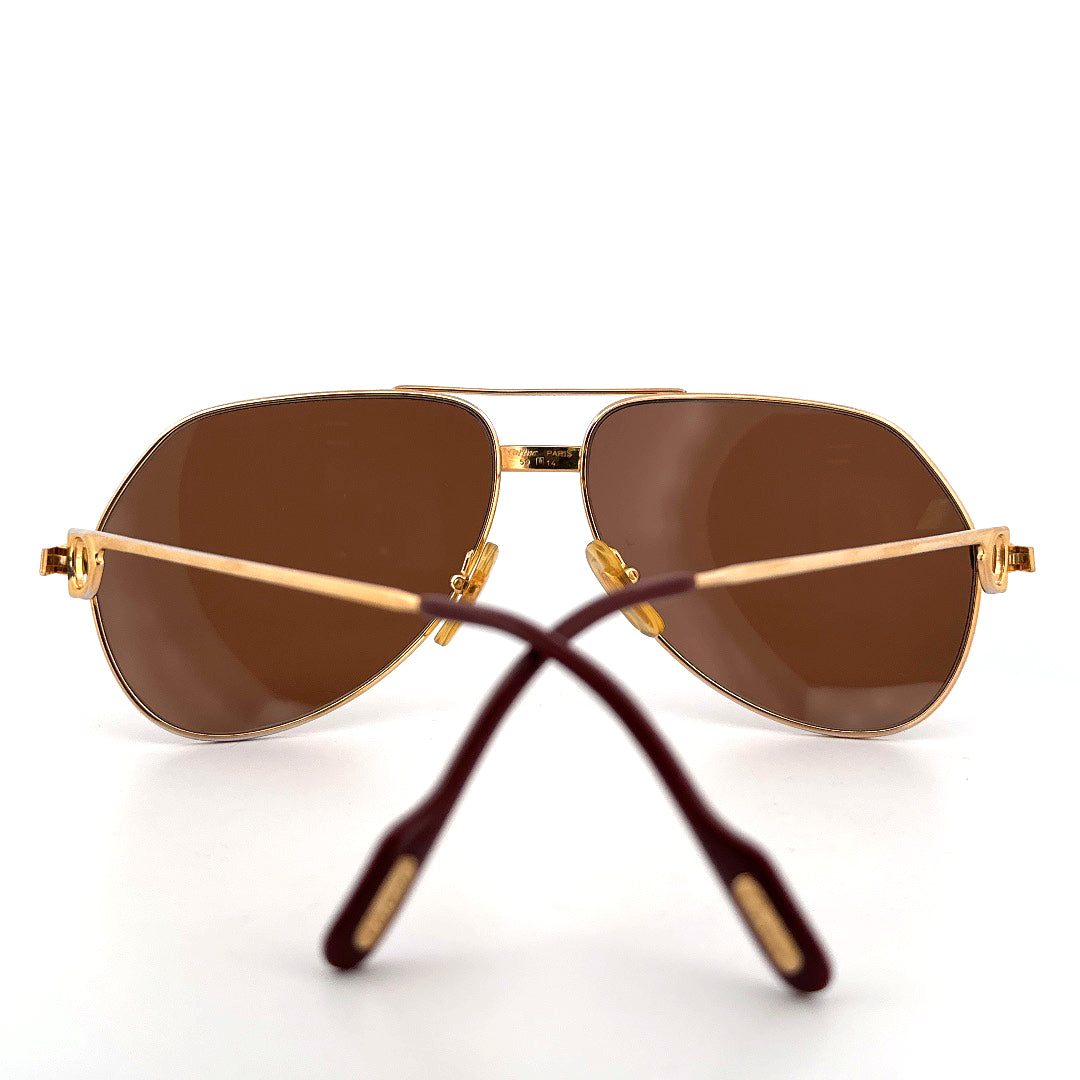 Vintage 80s Cartier Aviator Sunglasses Vendome Santos - Medium - Made in France