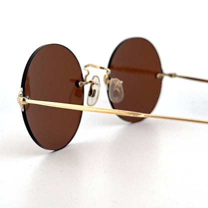 Vintage Algha 12KT Gold Filled Rimless Sunglasses Round - Small - Made in England