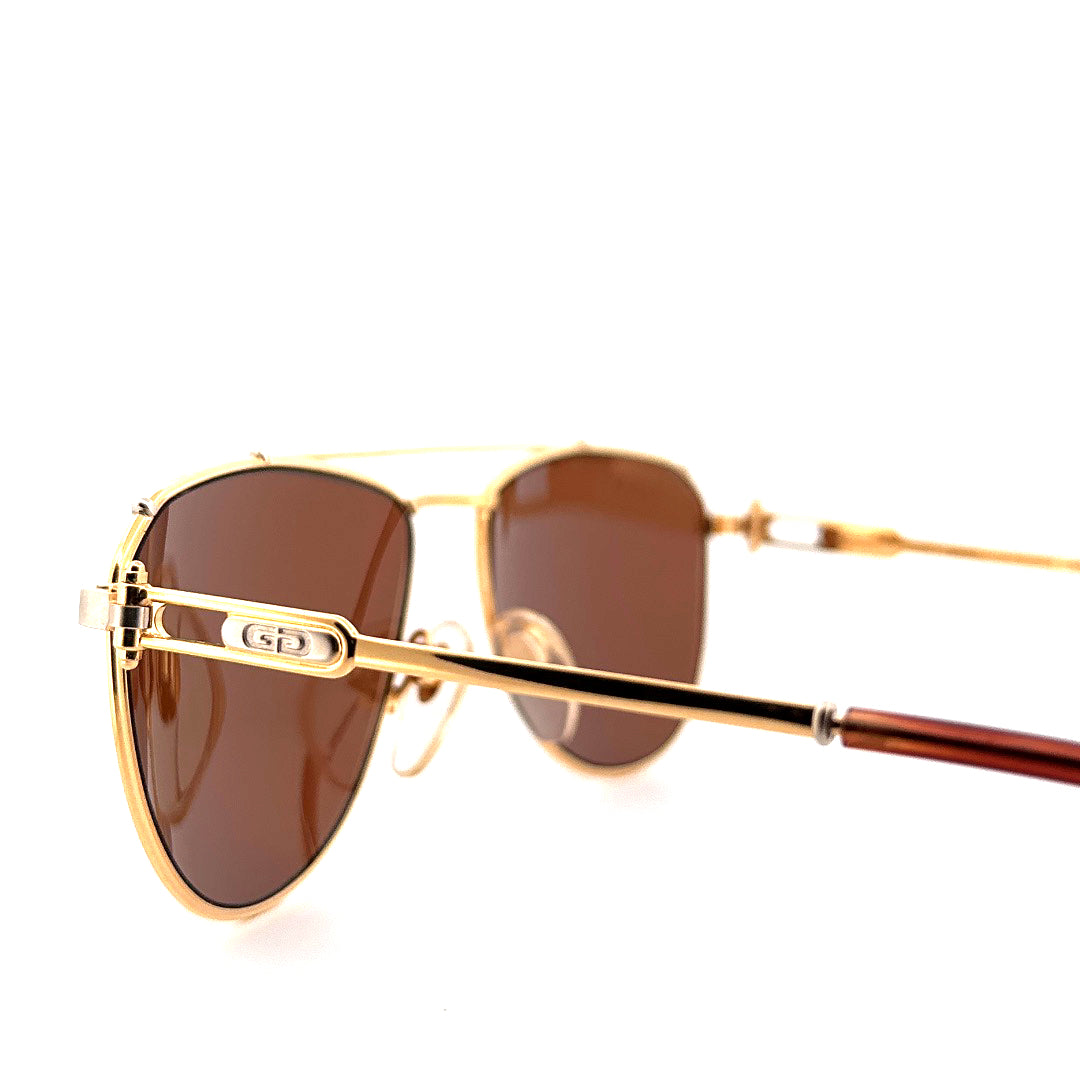 Vintage 90s Gerald Genta Aviator Sunglasses Gold and Gold 03 Made in Italy