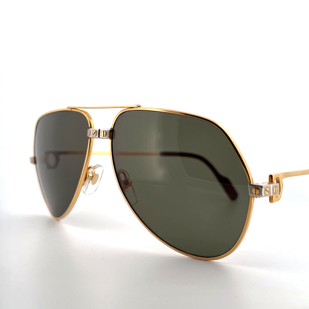 Vintage 80s Cartier Vendome Santos Aviatior Sunglasses Size Medium Made in France