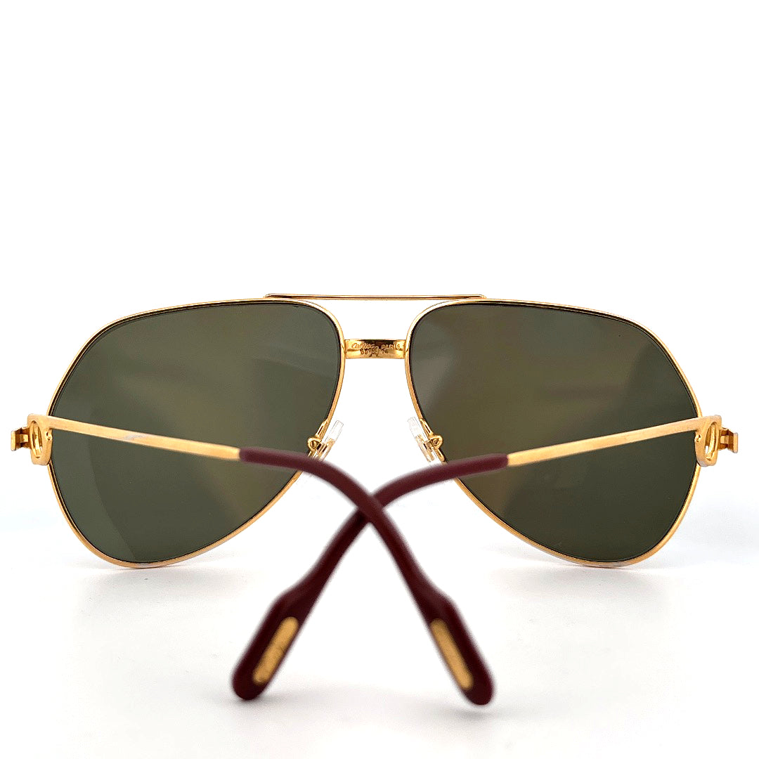 Vintage 80s Cartier Vendome Santos Aviatior Sunglasses Size Medium Made in France
