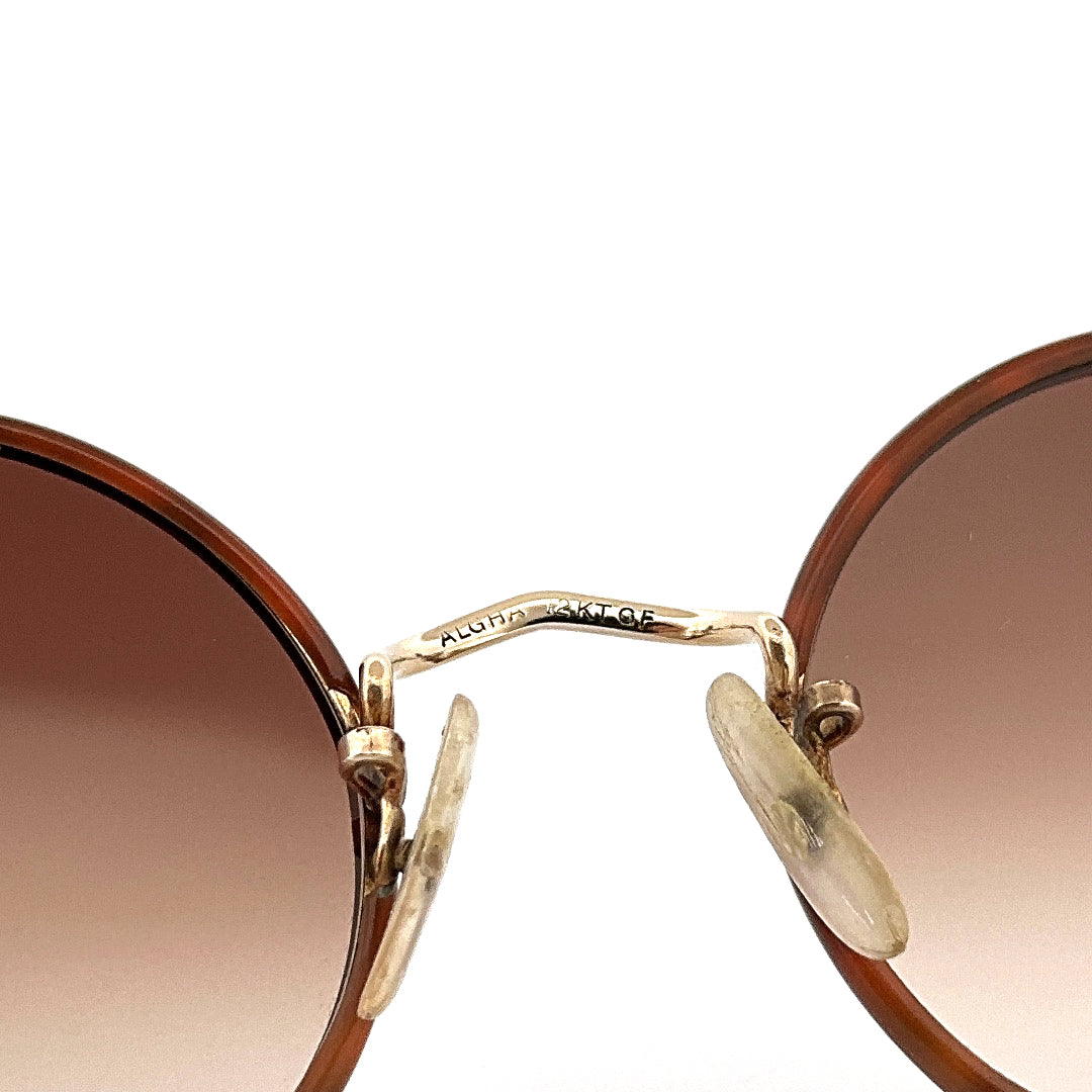 Vintage Algha 12KT Round Gold Filled Sunglasses - Small - Made in England