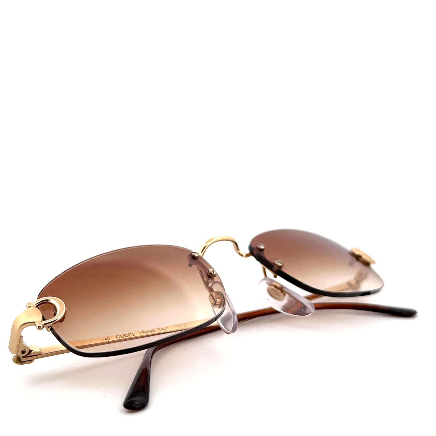 Vintage 80s Gucci Rimless Sunglasses Size Medium/Large Made in Italy