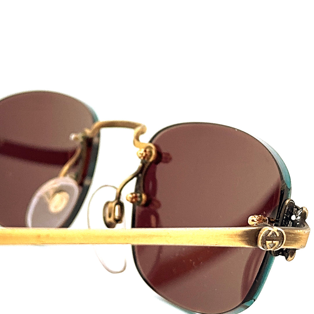 Vintage 80s Gucci Rimless Sunglasses Size Medium Made in Italy