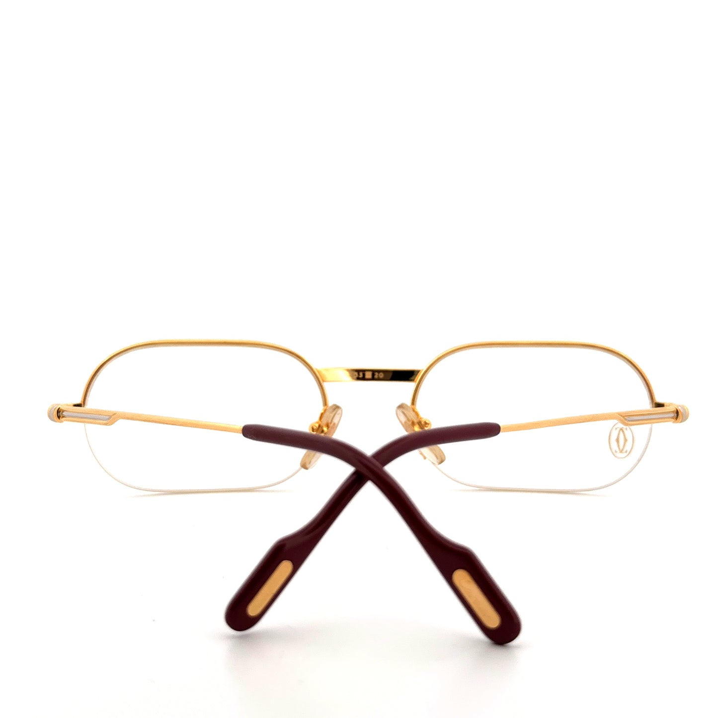 Vintage 90s Cartier Must Eyeglasses Half Rim Frames Size 53-20 Made in France