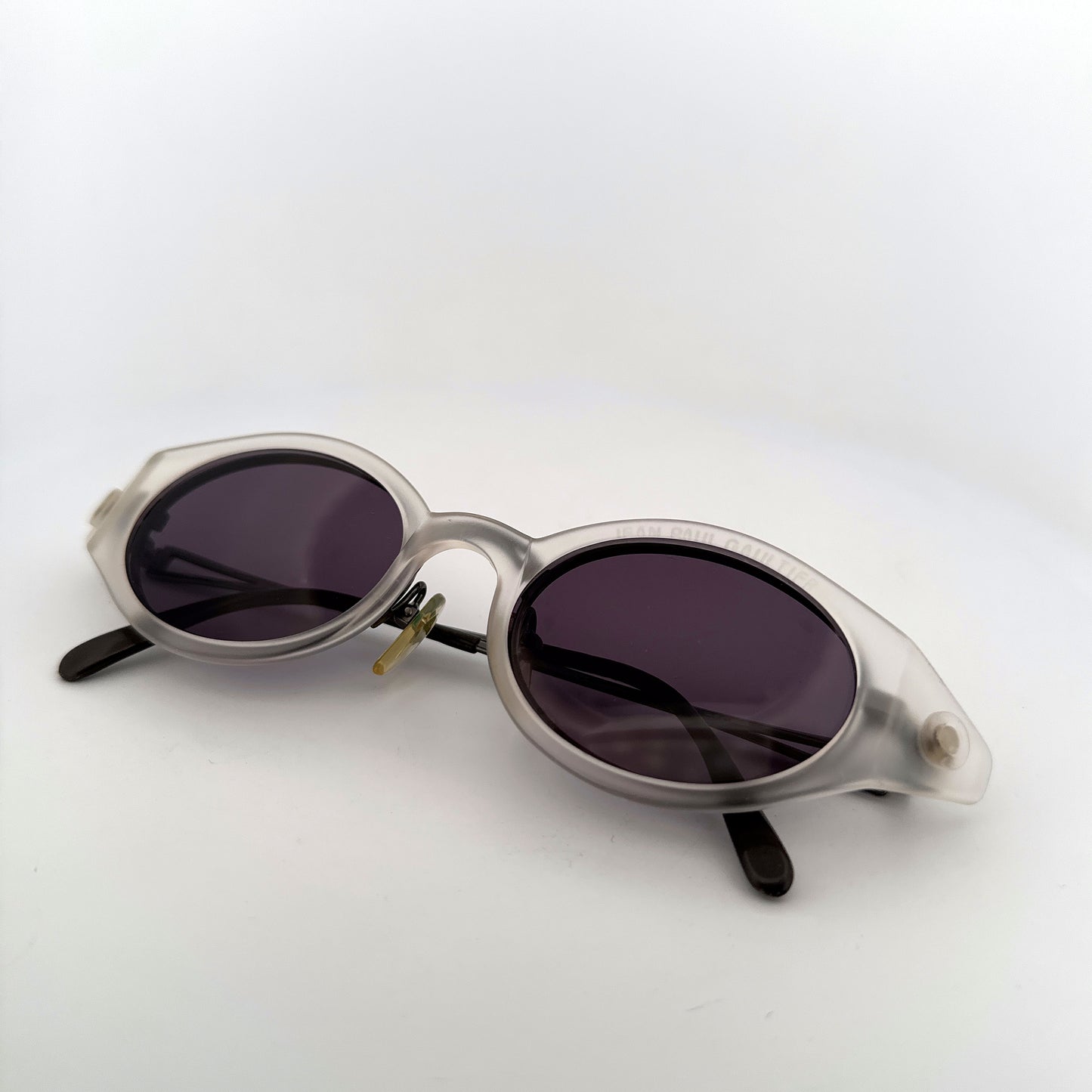 Vintage 90s Jean Paul Gaultier Oval Eyeglasses w/ Sunglasses Clip Mod 56-7202 JPG Japan