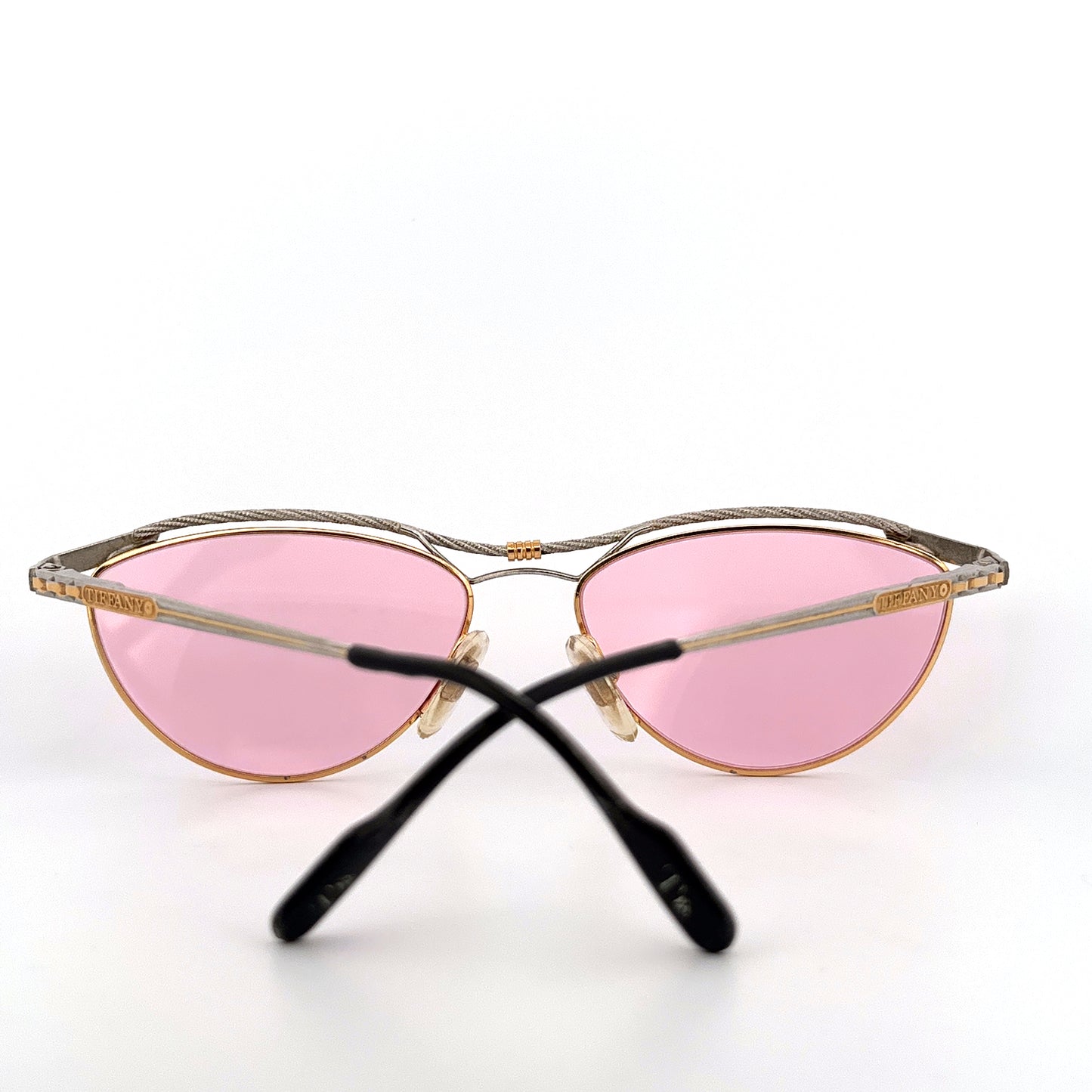 Vintage 90s Tiffany Sunglasses Mod T135 Size Medium Gold Plated Made in Italy