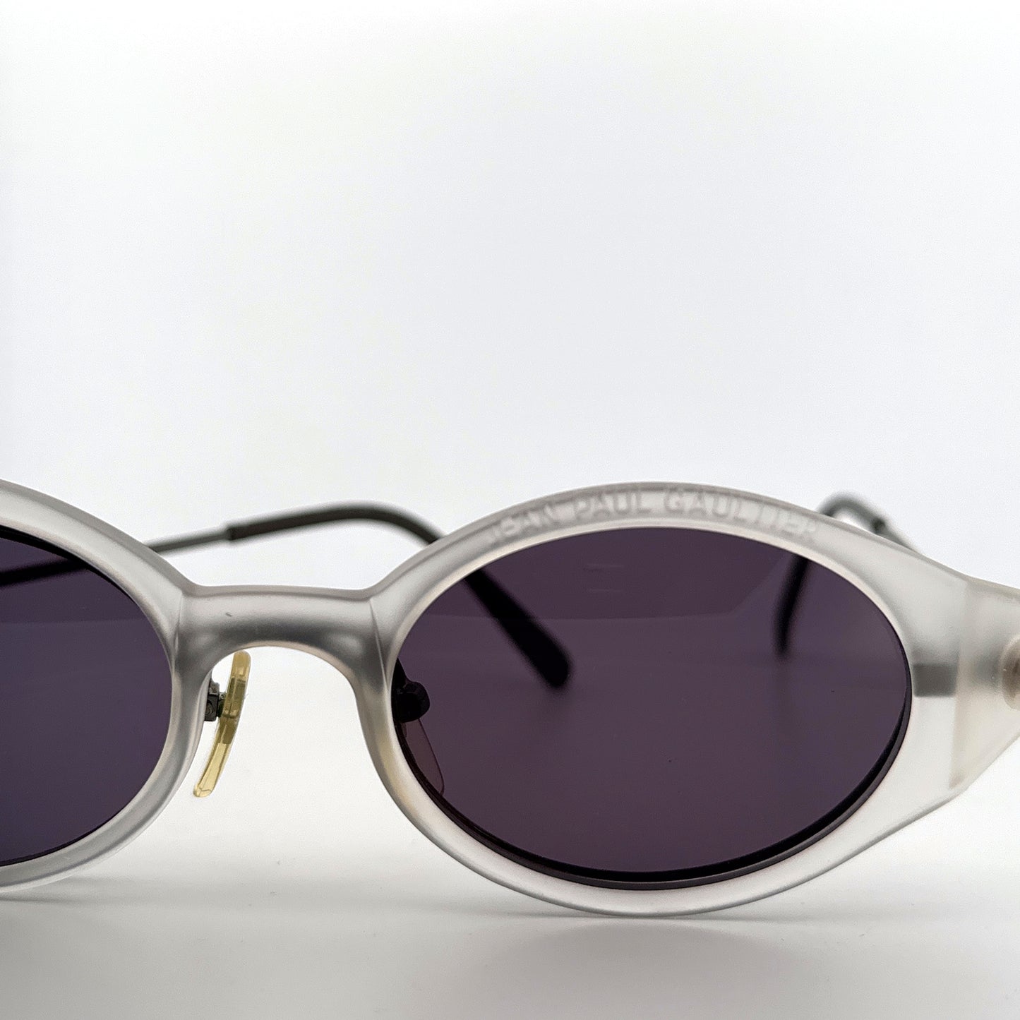 Vintage 90s Jean Paul Gaultier Oval Eyeglasses w/ Sunglasses Clip Mod 56-7202 JPG Japan