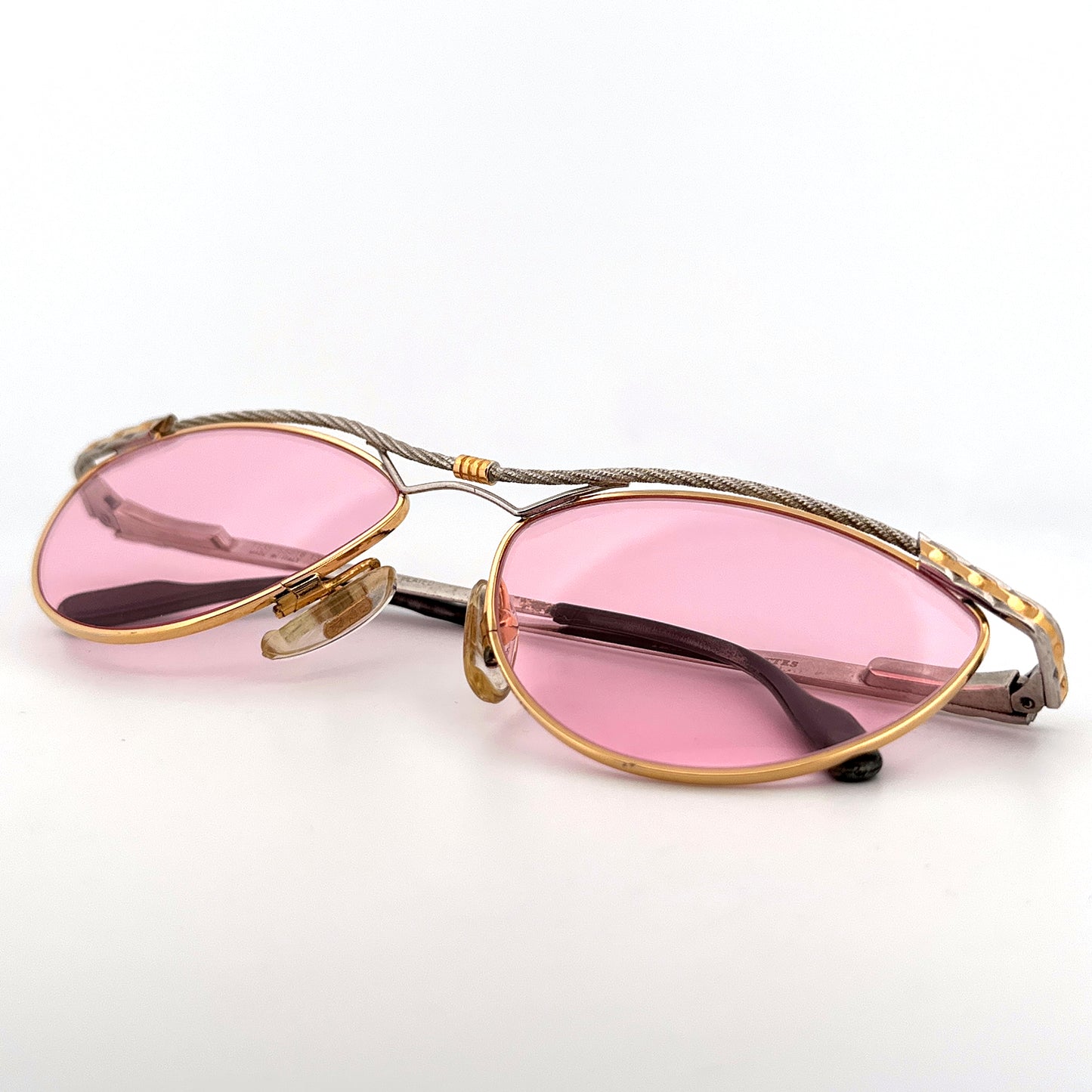 Vintage 90s Tiffany Sunglasses Mod T135 Size Medium Gold Plated Made in Italy