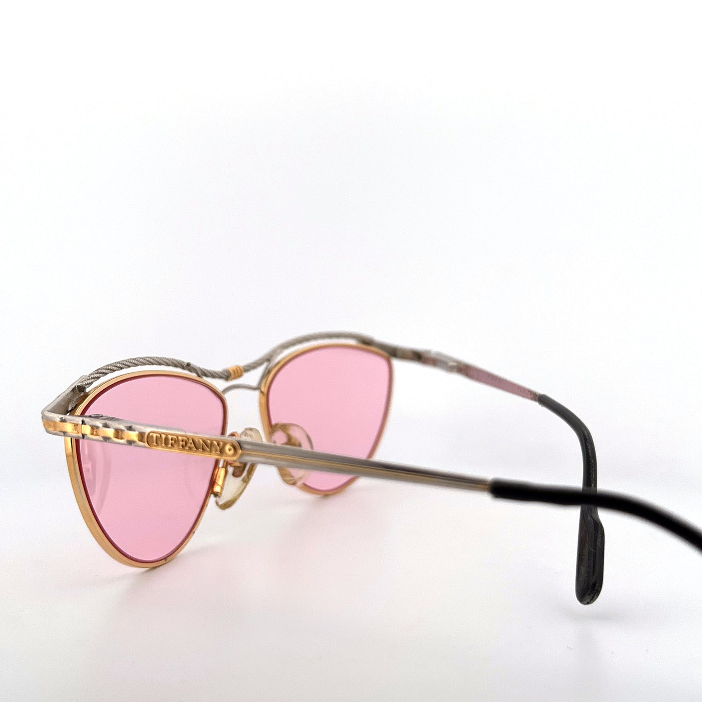 Vintage 90s Tiffany Sunglasses Mod T135 Size Medium Gold Plated Made in Italy