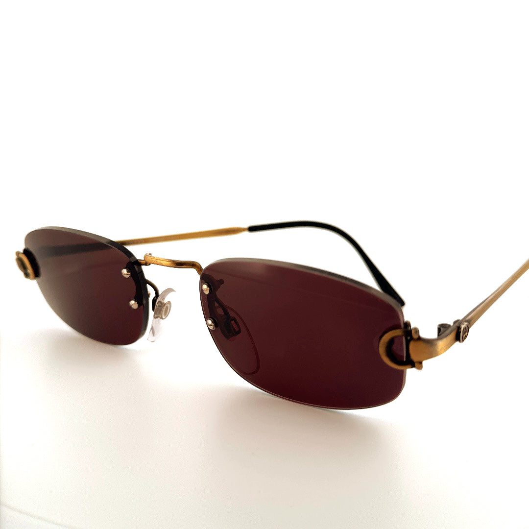Vintage 80s Gucci Rimless Sunglasses Size Medium Made in Italy