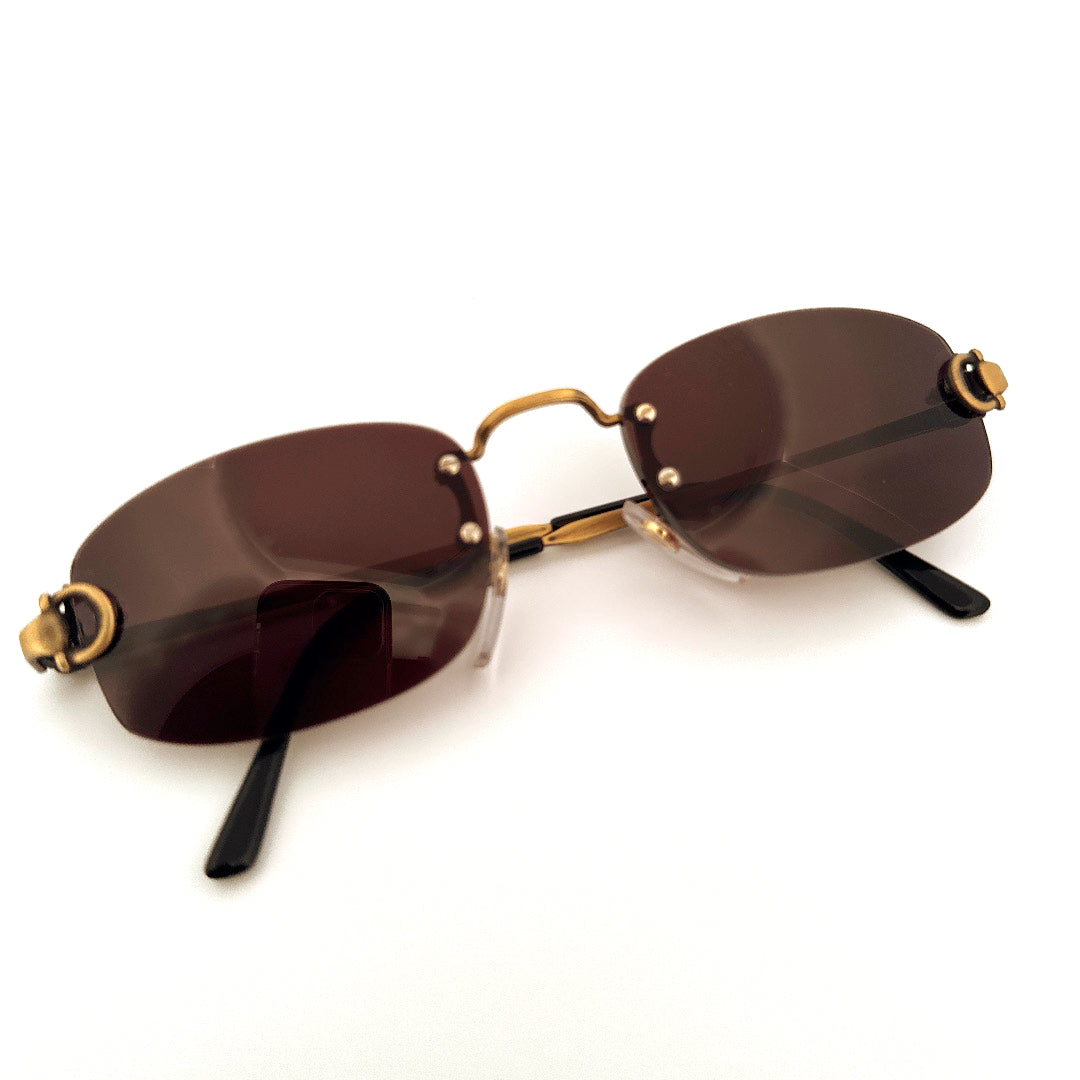 Vintage 80s Gucci Rimless Sunglasses Size Medium Made in Italy