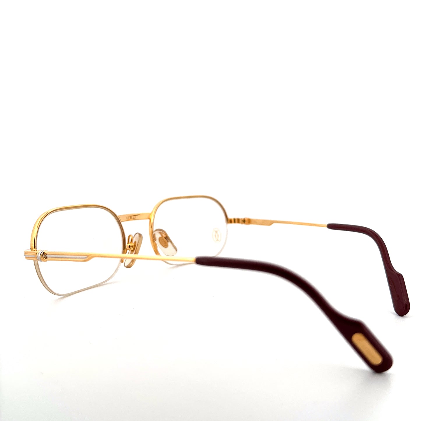 Vintage 90s Cartier Must Eyeglasses Half Rim Frames Size 53-20 Made in France